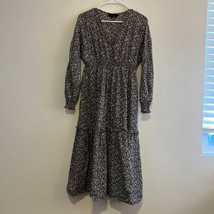 Hatch Black Floral Cotton Dress Size 1 (Small)